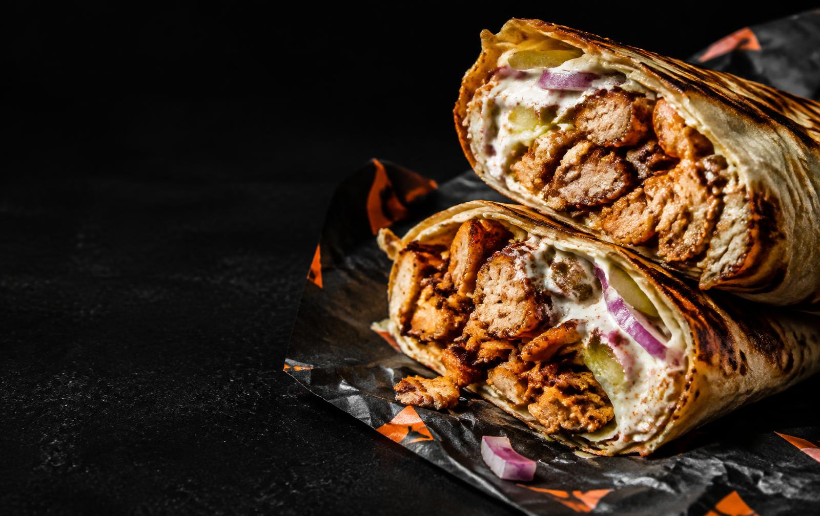 Freshly grilled chicken Shawario wraps